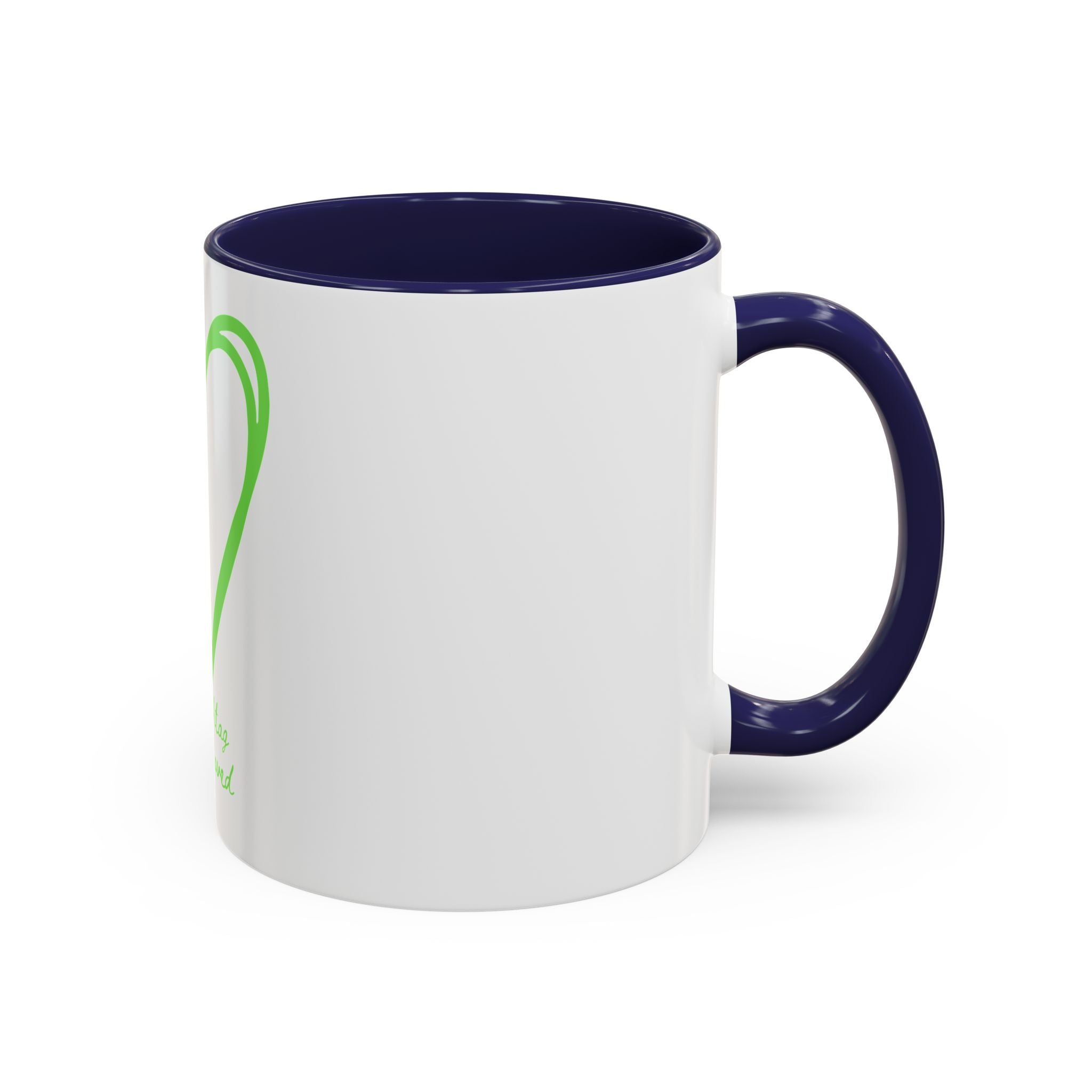"Loved to the Core" Ceramic Mug — Green Heart Accent (11oz & 15oz)