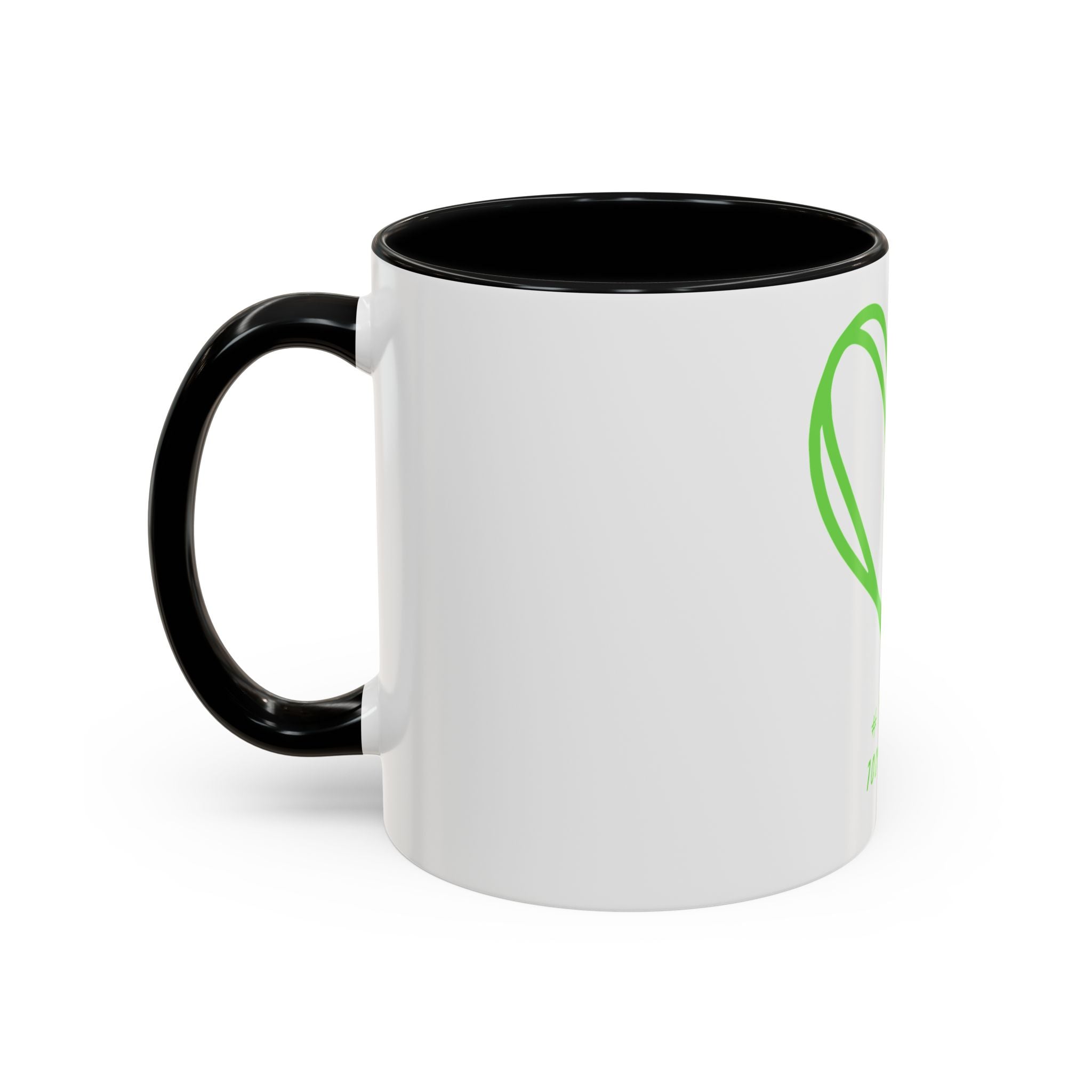 "Loved to the Core" Ceramic Mug — Green Heart Accent (11oz & 15oz)