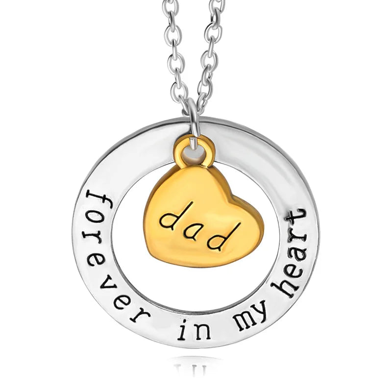 Dad Sister Uncle Aunt Mom Brother Son Grandpa Grandma Daughter Forever In My Heart Jewelry Pendant Necklace Father's Day Gift