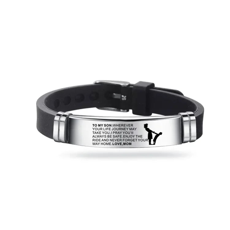 Silicone Men Bracelet Adjustable Length Bangles Wristband Courage From Dad Mom To My Son You Are Brave Than  Believe