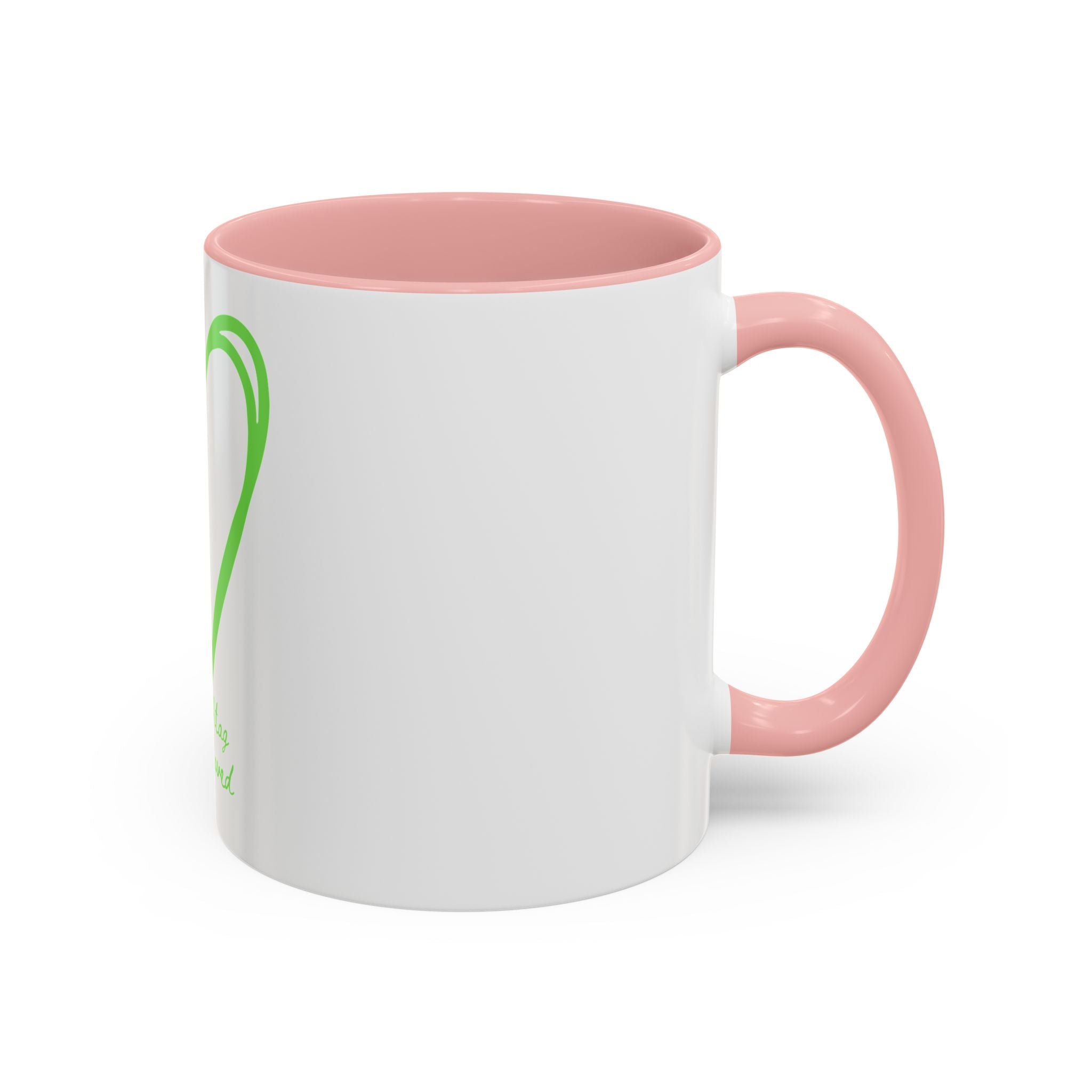 "Loved to the Core" Ceramic Mug — Green Heart Accent (11oz & 15oz)