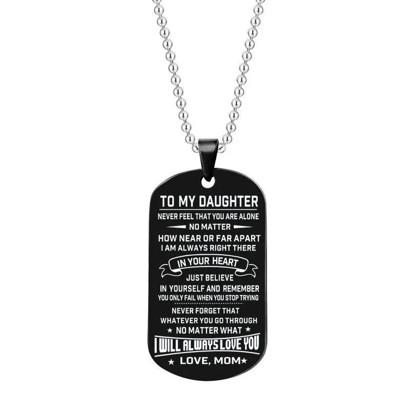 Dog Tags Pendant Necklace Family Jewelry To My Son Daughter I Will Always Love You Love Dad Mom Necklace Military Army Cards