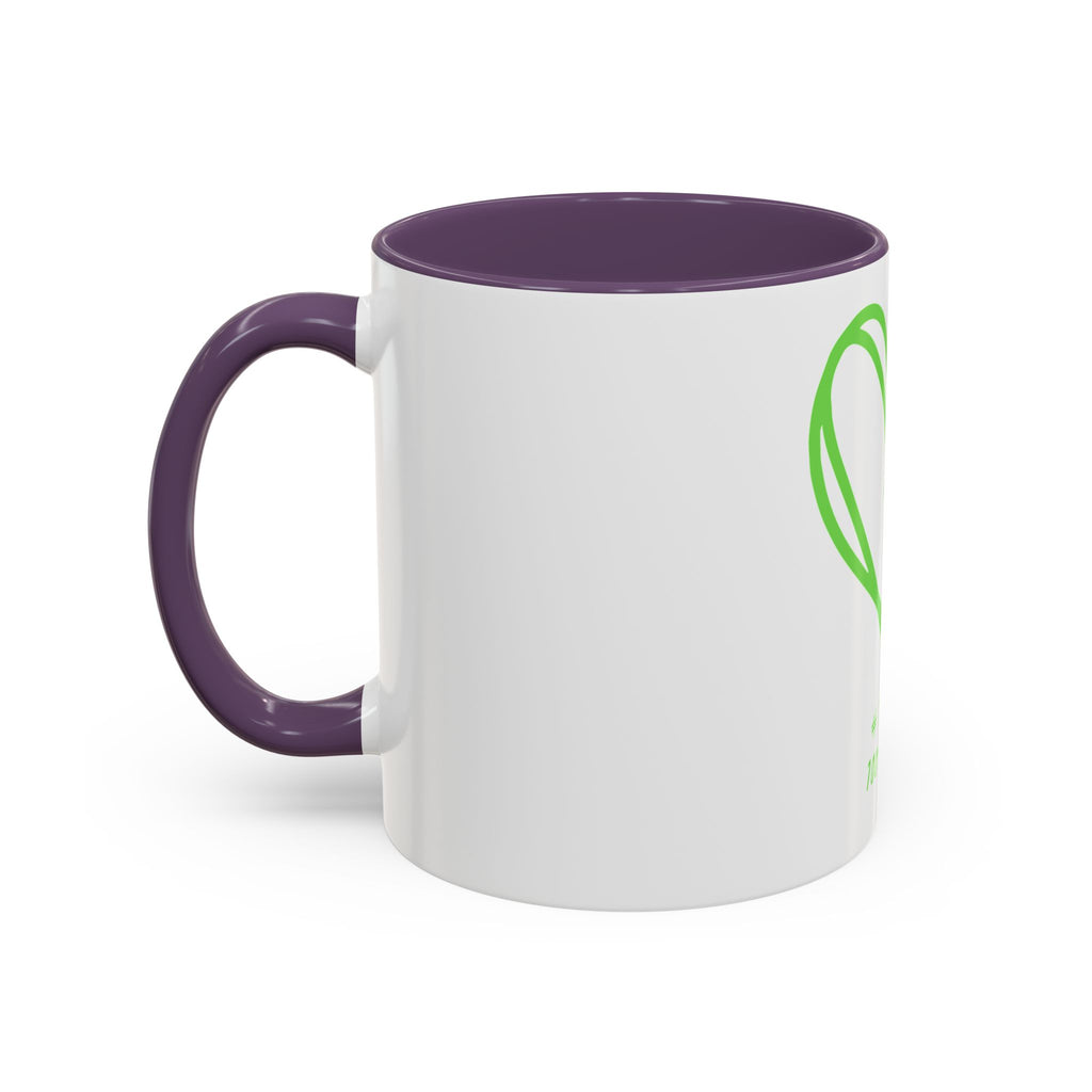 "Loved to the Core" Ceramic Mug — Green Heart Accent (11oz & 15oz)