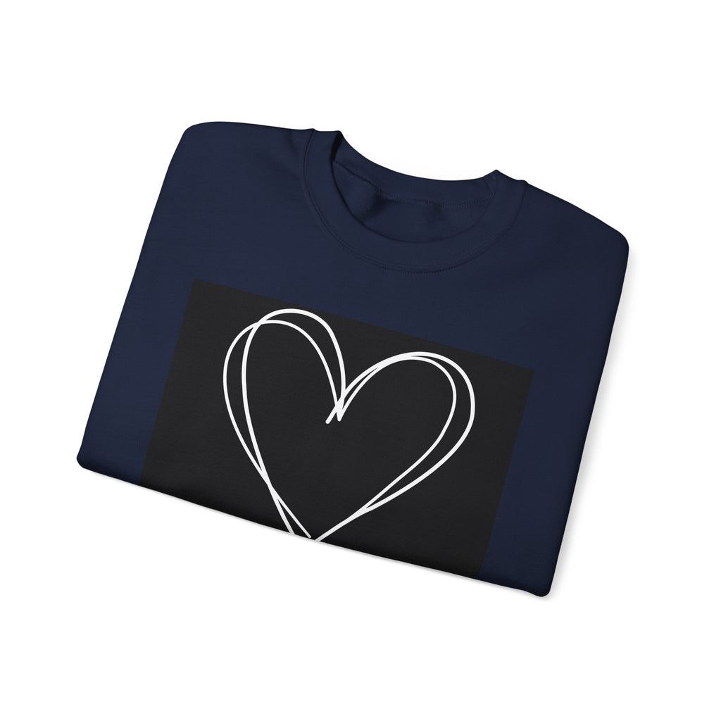 Crewneck Sweatshirt — Black Heart Sketch "#Hashtag 100% Loved" Graphic