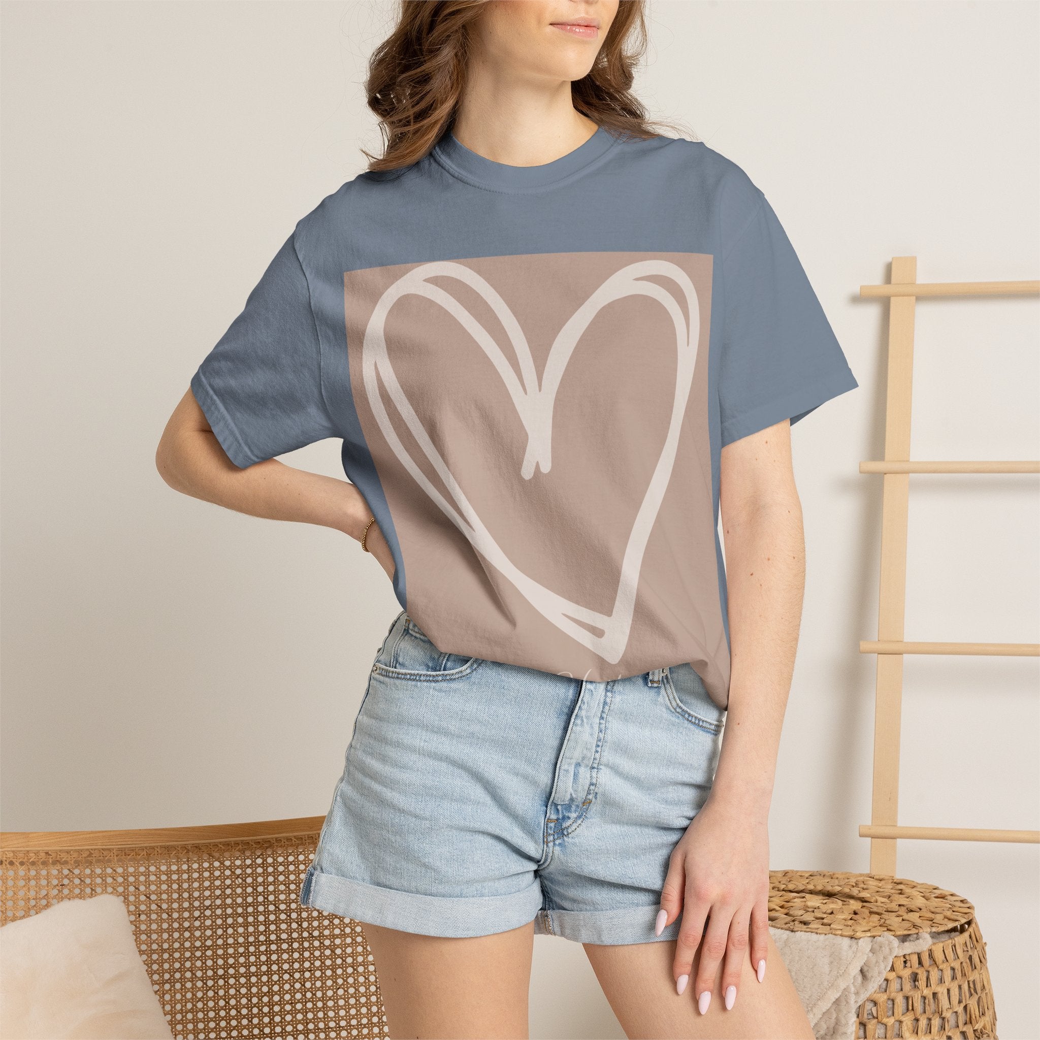 Hand-drawn Heart Tee | Heart Graphic T-Shirt, Minimal Neutral Design
