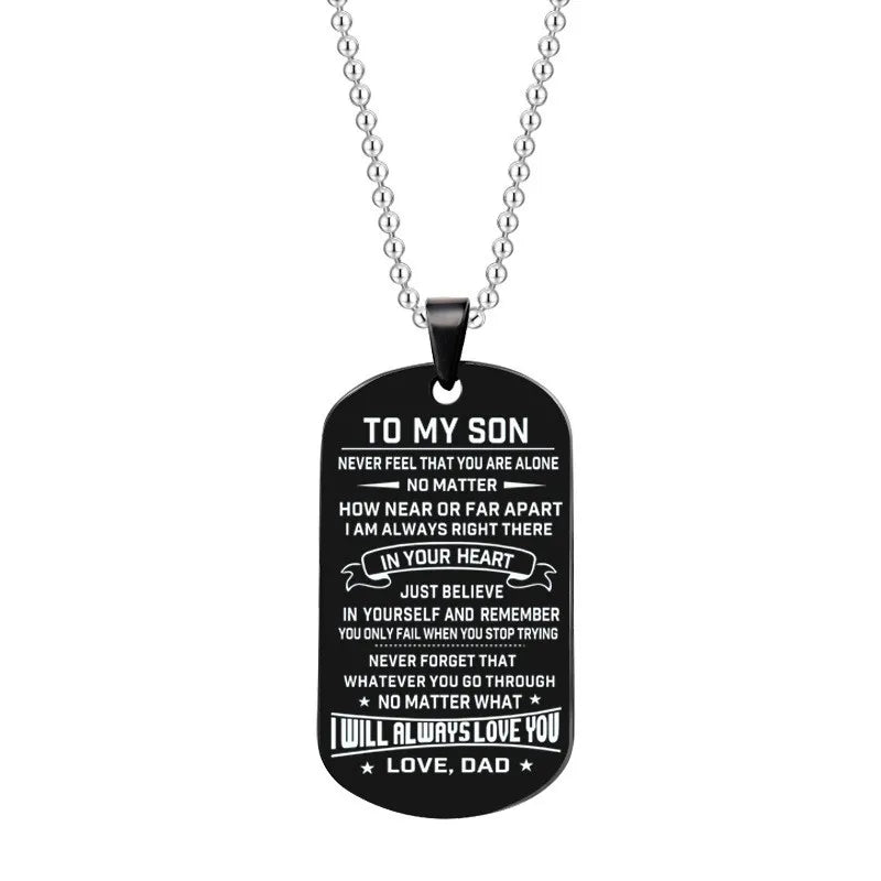 Dog Tags Pendant Necklace Family Jewelry To My Son Daughter I Will Always Love You Love Dad Mom Necklace Military Army Cards