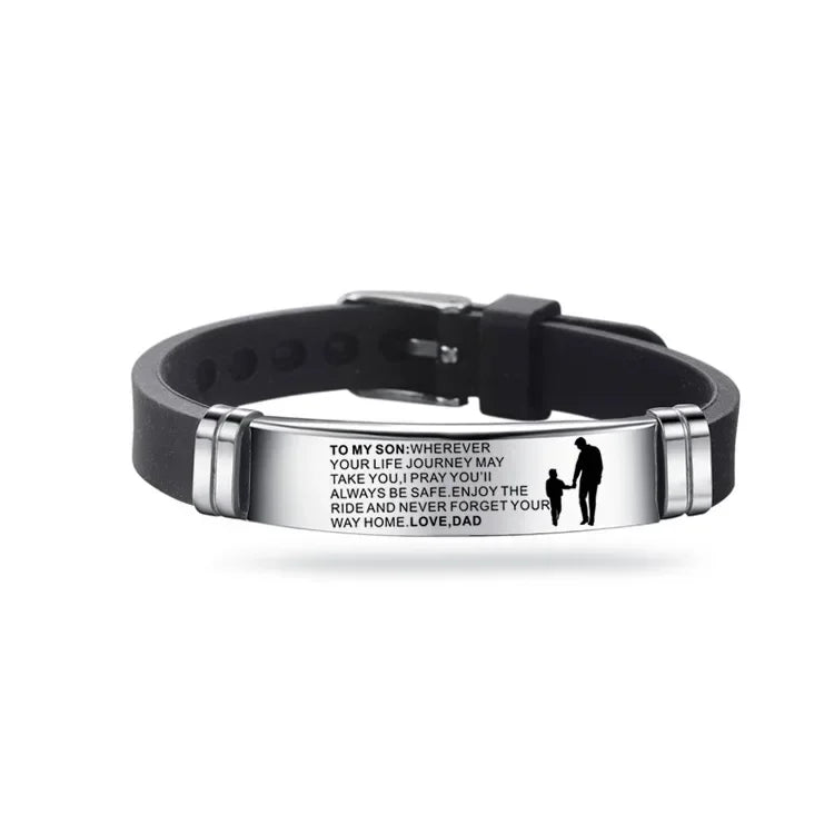 Silicone Men Bracelet Adjustable Length Bangles Wristband Courage From Dad Mom To My Son You Are Brave Than  Believe