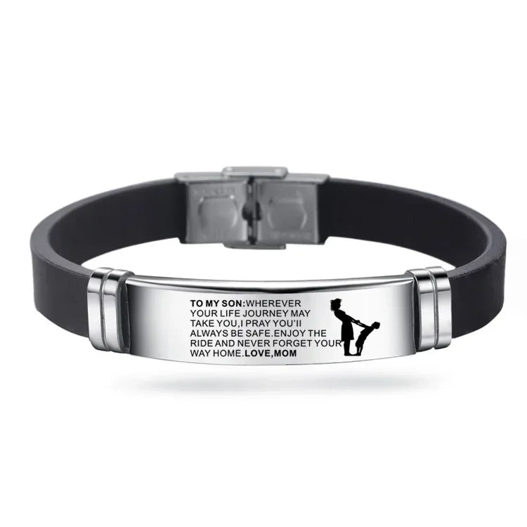 Silicone Men Bracelet Adjustable Length Bangles Wristband Courage From Dad Mom To My Son You Are Brave Than  Believe