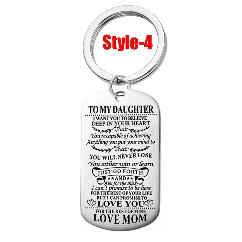 Stainless Steel To My Son To My Daughter Dog Tag Keychain Key Ring Gifts From Dad Mom Just Go Forth Birthday Graduation Gift