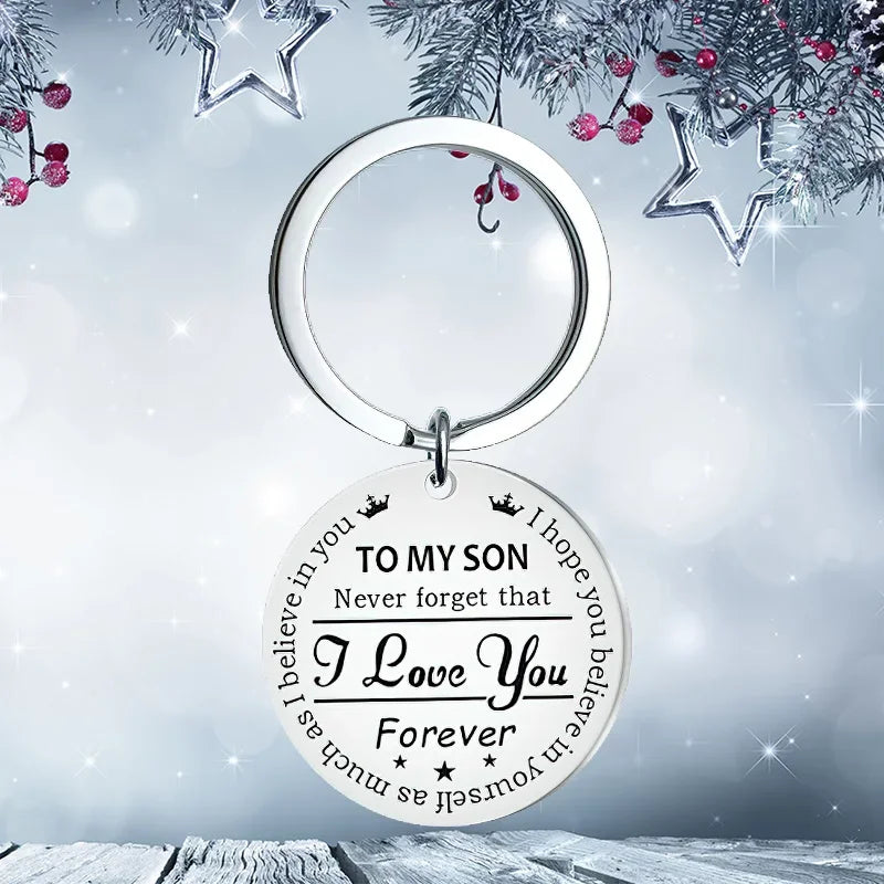 New To My Son Keychain Pendant  Sweet 16th 18th 21st Birthday Graduation Christmas Key Chain Never Forget That I Love You