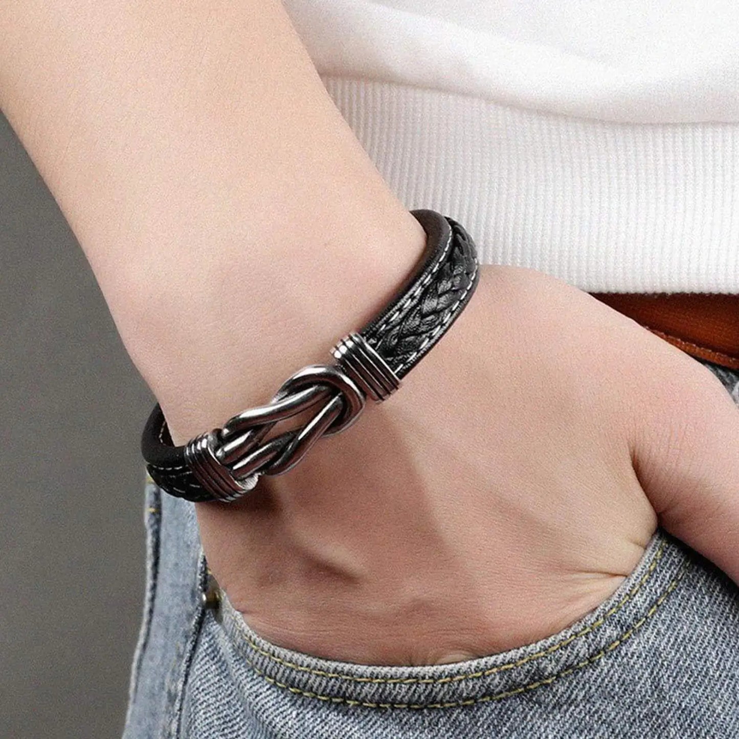 Braided Leather Bracelet To My Son & Grandson Never Forget gow much I Love You Bracelet for Men Perfect Gifts