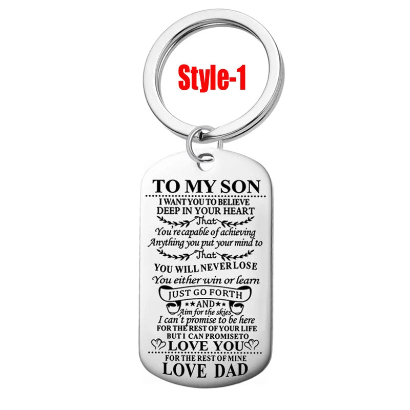 Stainless Steel To My Son To My Daughter Dog Tag Keychain Key Ring Gifts From Dad Mom Just Go Forth Birthday Graduation Gift