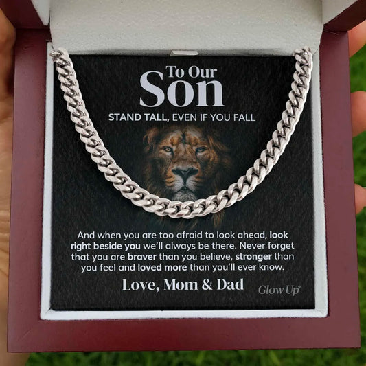 Gift To My Son Stainless Steel Cuban Chain Men Boy Chain Necklace From Parents Birthday Gifts Silver Jewelry Dropshipping