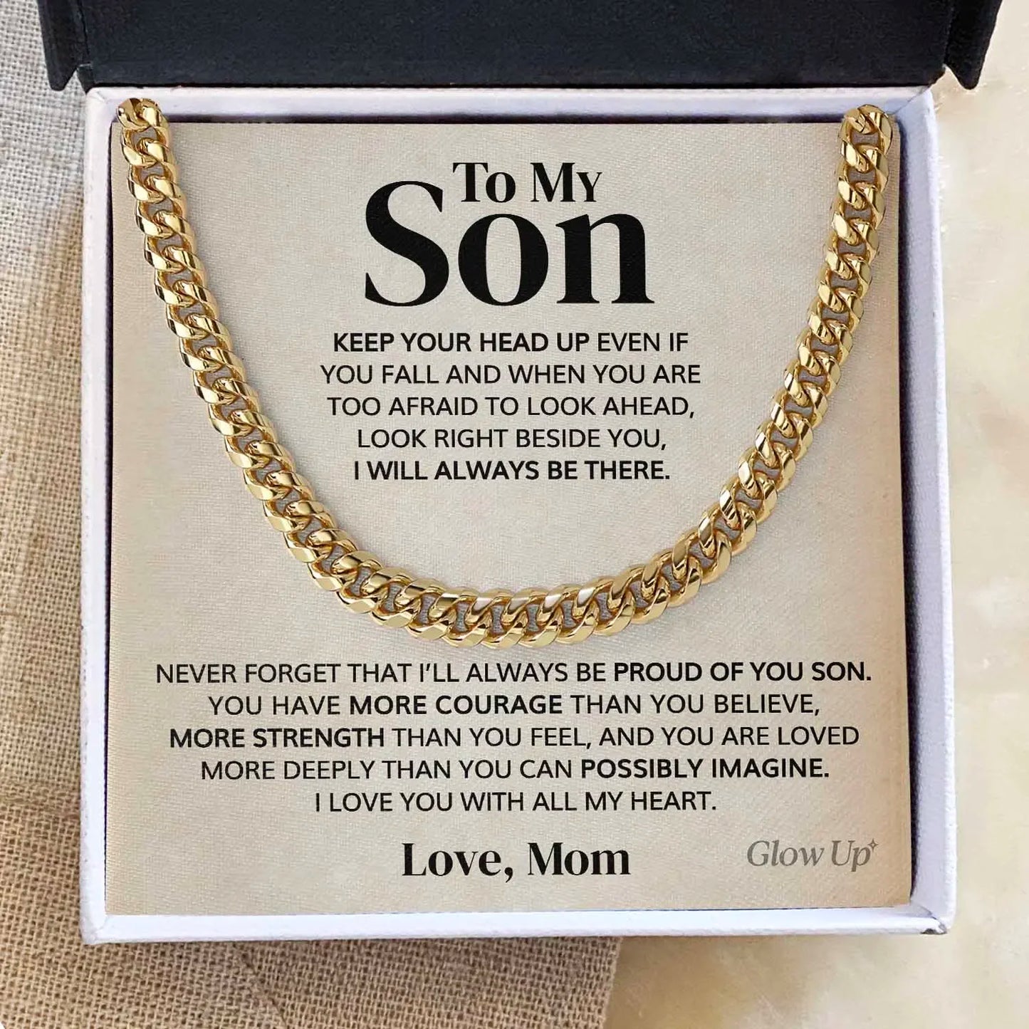 To My Son Gift Necklace 2023 New Stainless Steel Cuban Men Boy Chain Necklace Mom Birthday Gifts Silver Gold Fashion Jewelry