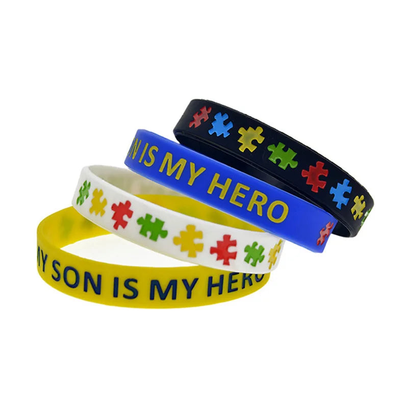 1 PC My Son is My Hero Silicone Rubber Bracelet with Autism Puzzle